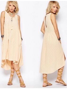 Free People Perfect Day Extreme Dress In Light Peach Size MEDIUM NWT $128